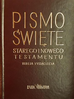Biblia Tysiąclecia - sk&oacute;rzana, panigatory, złocona