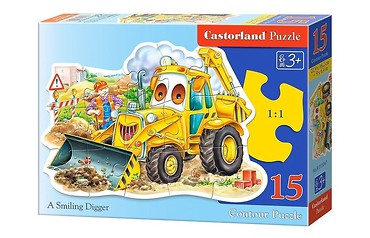 Puzzle konturowe 15 - Uśmiechnięta koparka CASTOR