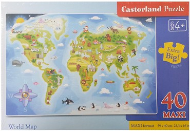 Puzzle 40 maxi - World Map CASTOR