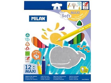 Kredki trójkątne Super Soft 12 kolorów MILAN