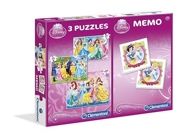 Puzzle 3w1+Memo Księżniczki