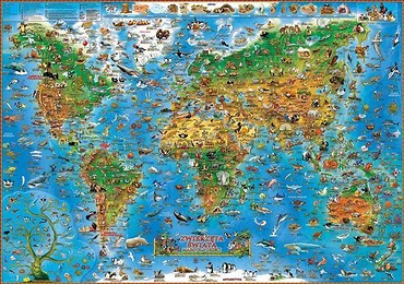 Mapa ścienna dla dzieci. Zwierzęta świata (listwa)