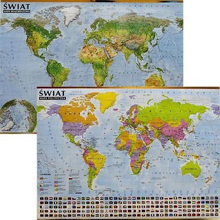 Świat. Mapa polityczna i krajobrazowa (listwa)