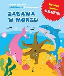 Zabawa w morzu. Kolorowanka z kredkami