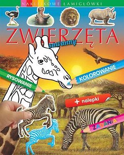 Zwierzęta sawanny. Naklejkowe łamigł&oacute;wki